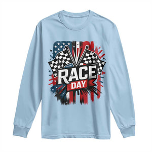 Checkered Flag Racing Long Sleeve Shirt Race Day Team Lover TS14 Light Blue Print Your Wear