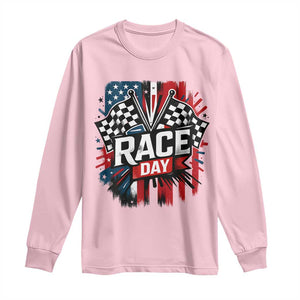Checkered Flag Racing Long Sleeve Shirt Race Day Team Lover TS14 Light Pink Print Your Wear