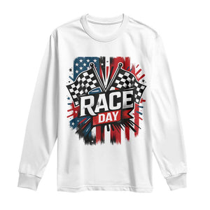 Checkered Flag Racing Long Sleeve Shirt Race Day Team Lover TS14 White Print Your Wear