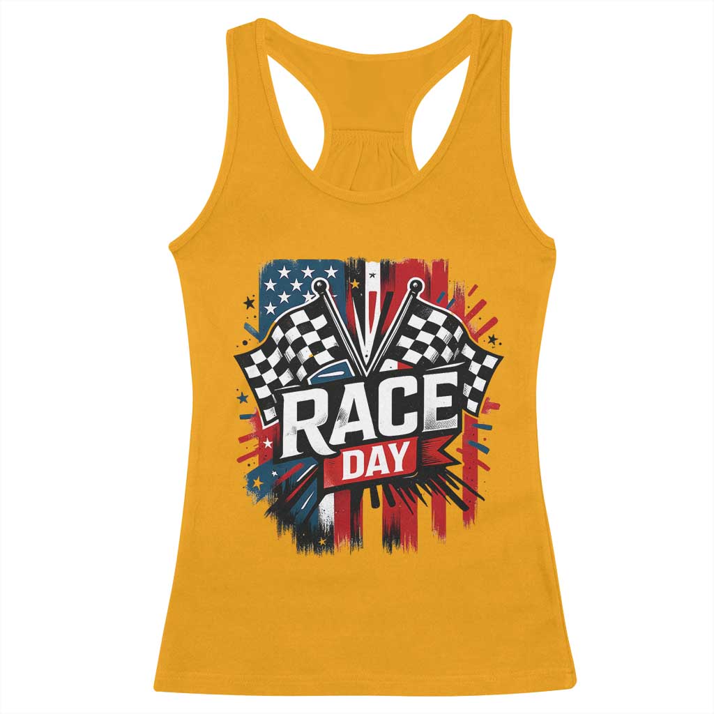 Checkered Flag Racing Racerback Tank Top Race Day Team Lover TS14 Gold Print Your Wear