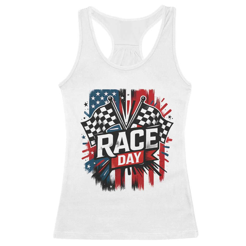 Checkered Flag Racing Racerback Tank Top Race Day Team Lover TS14 White Print Your Wear