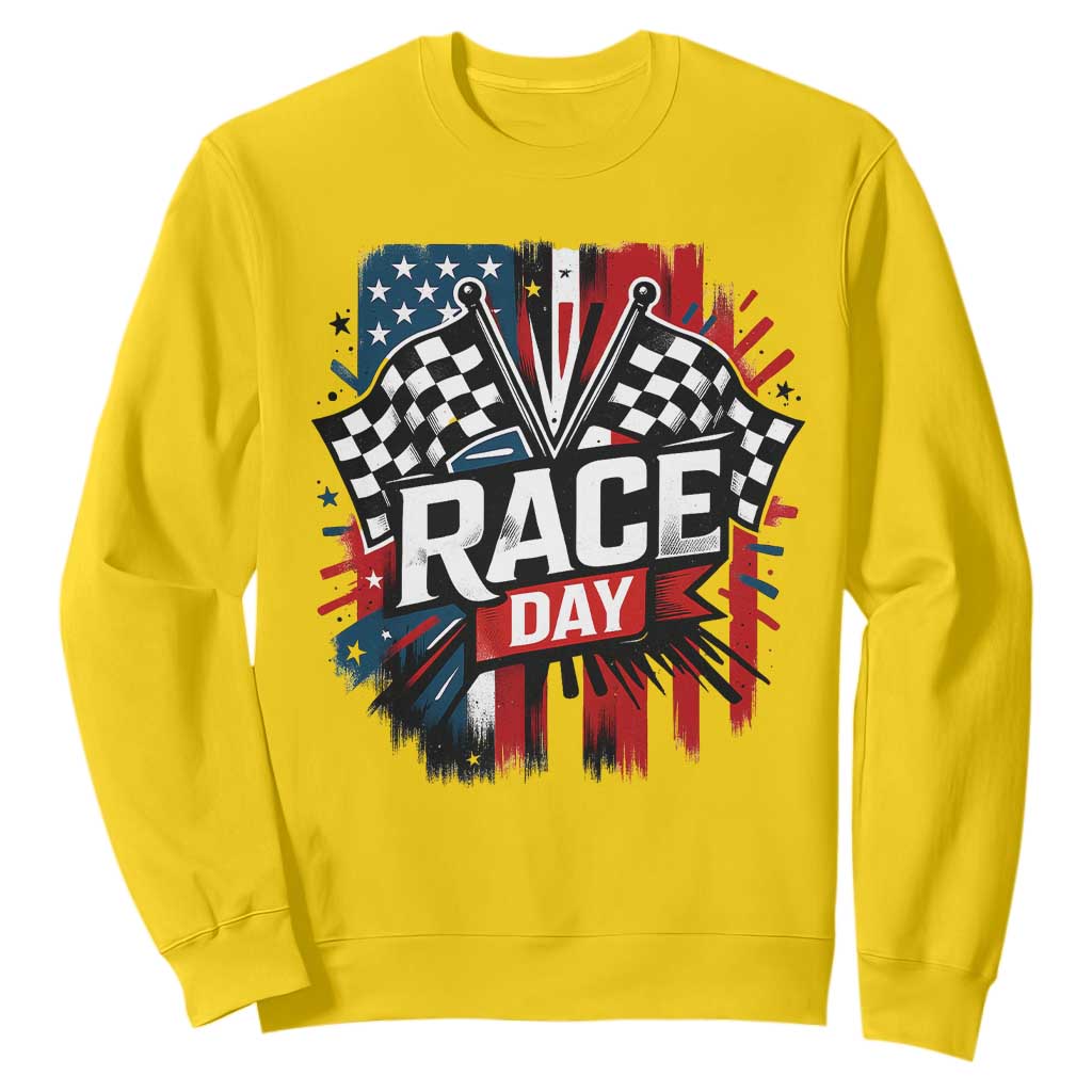 Checkered Flag Racing Sweatshirt Race Day Team Lover TS14 Daisy Print Your Wear