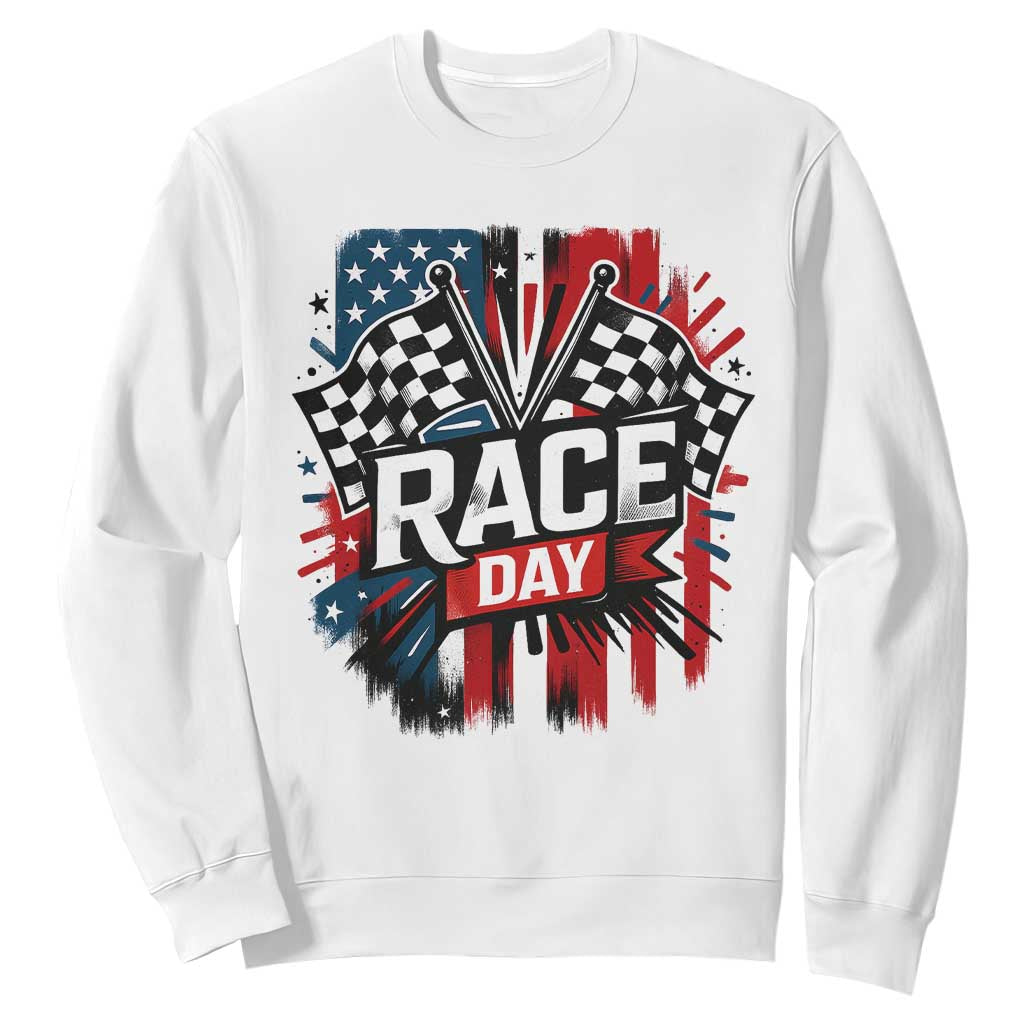 Checkered Flag Racing Sweatshirt Race Day Team Lover TS14 White Print Your Wear