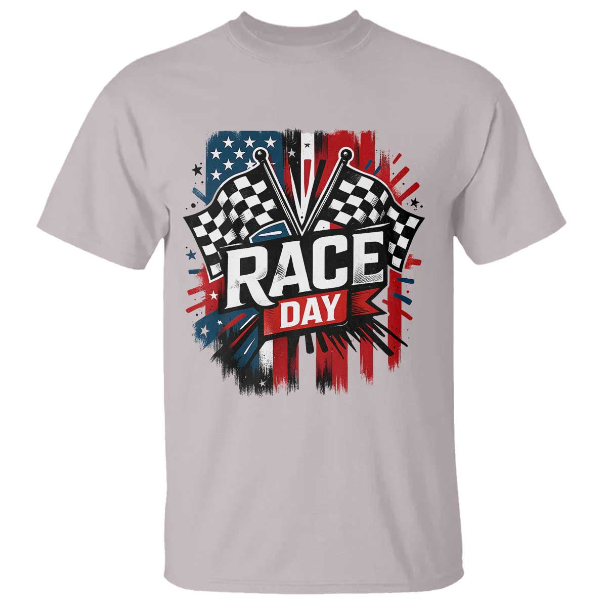 Checkered Flag Racing T Shirt Race Day Team Lover TS14 Ice Gray Print Your Wear