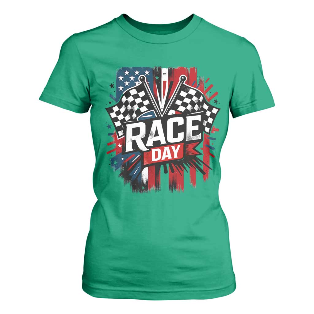 Checkered Flag Racing T Shirt For Women Race Day Team Lover TS14 Irish Green Print Your Wear