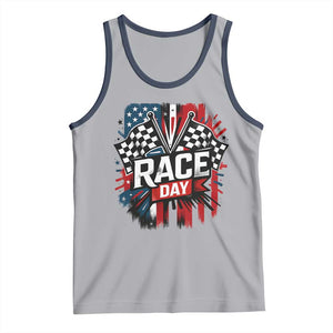 Checkered Flag Racing Tank Top Race Day Team Lover TS14 Athletic Heather Navy Print Your Wear
