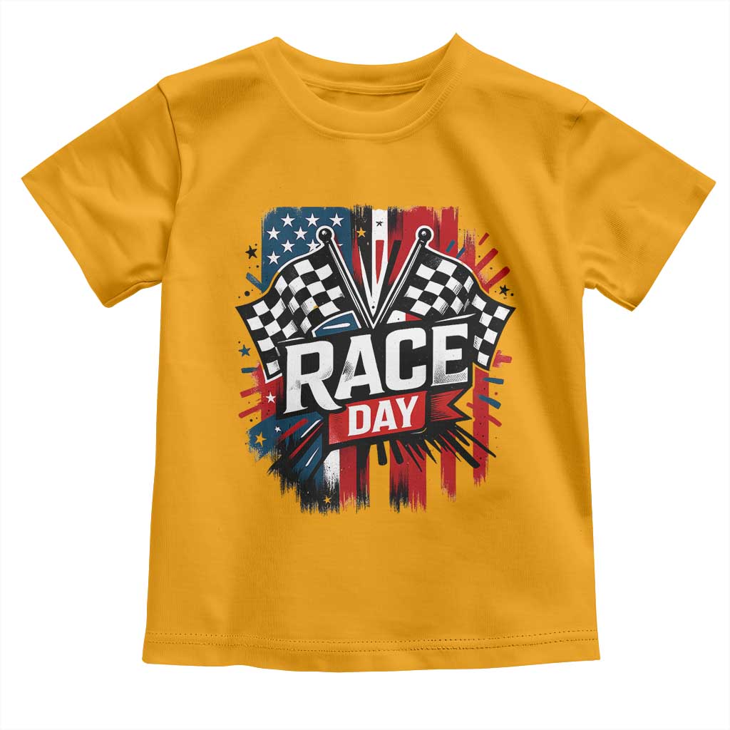 Checkered Flag Racing Toddler T Shirt Race Day Team Lover TS14 Gold Print Your Wear