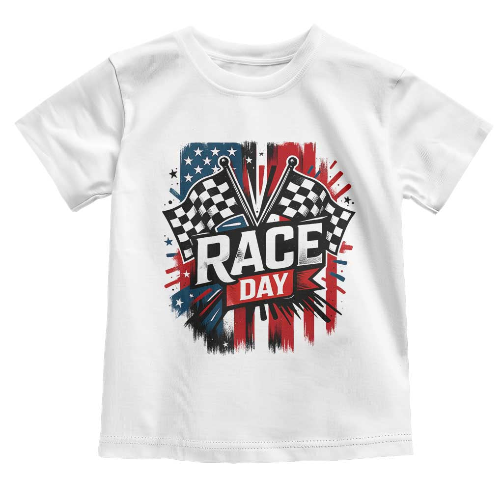 Checkered Flag Racing Toddler T Shirt Race Day Team Lover TS14 White Print Your Wear