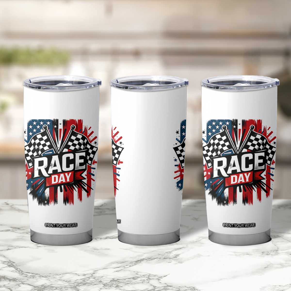 Checkered Flag Racing Tumbler Cup Race Day Team Lover TS14 Print Your Wear