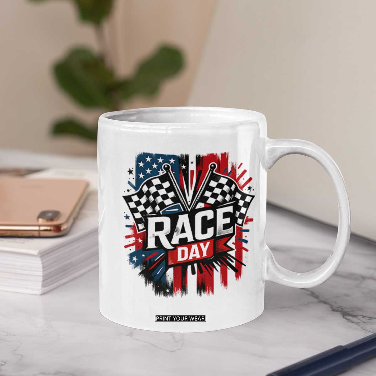 Checkered Flag Racing Coffee Mug Race Day Team Lover TS14 Print Your Wear