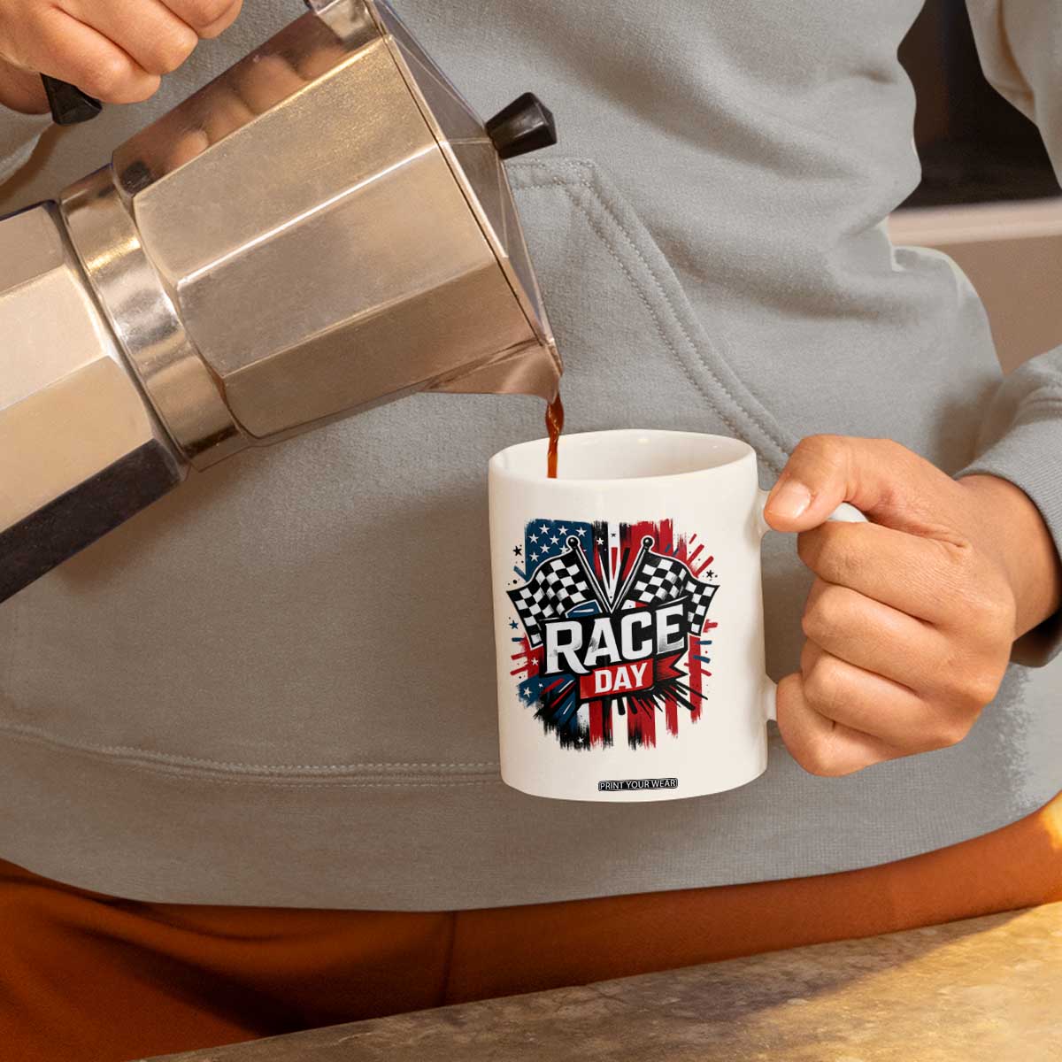 Checkered Flag Racing Coffee Mug Race Day Team Lover TS14 Print Your Wear