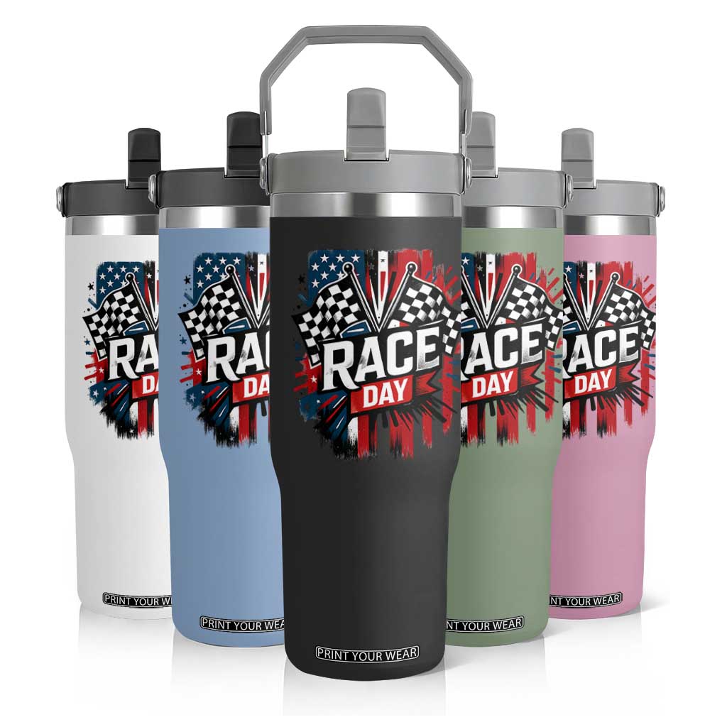Checkered Flag Racing Flip Straw Tumbler Race Day Team Lover TS14 Print Your Wear