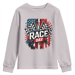 Checkered Flag Racing Youth Sweatshirt Race Day Team Lover TS14 Ice Gray Print Your Wear
