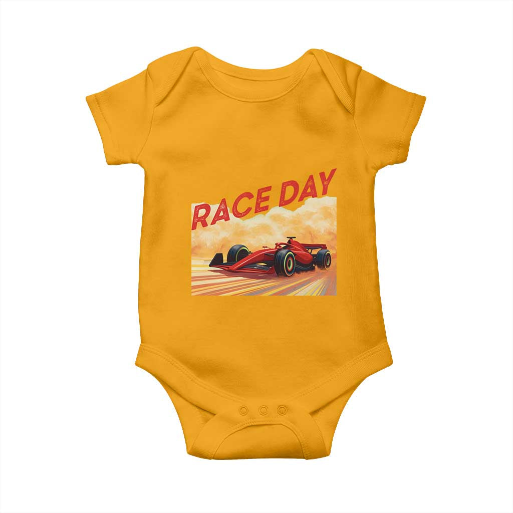 Vintage Racing Formula Car Baby Onesie TS14 Gold Print Your Wear