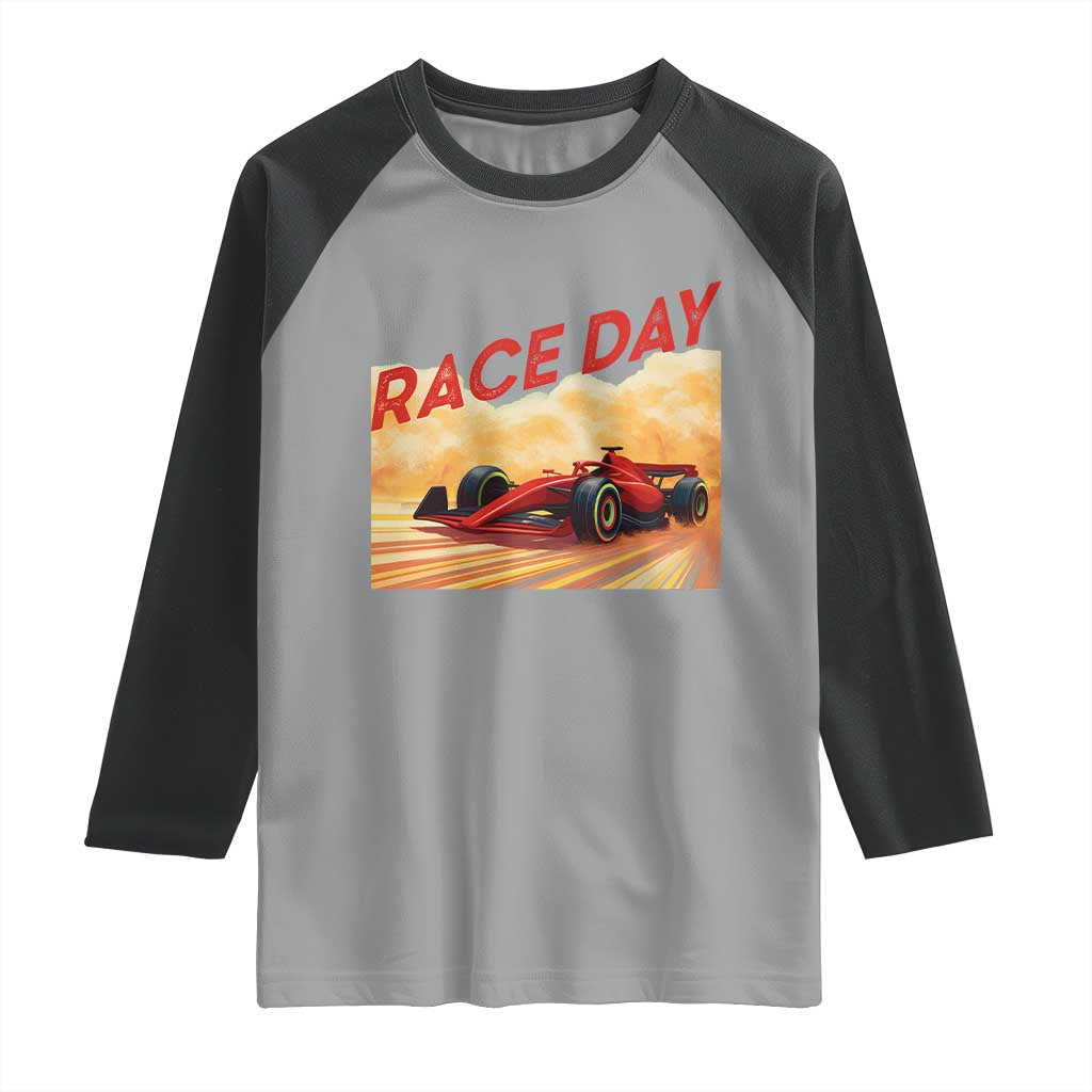 Vintage Racing Formula Car Raglan Shirt TS14 Sport Gray Black Print Your Wear