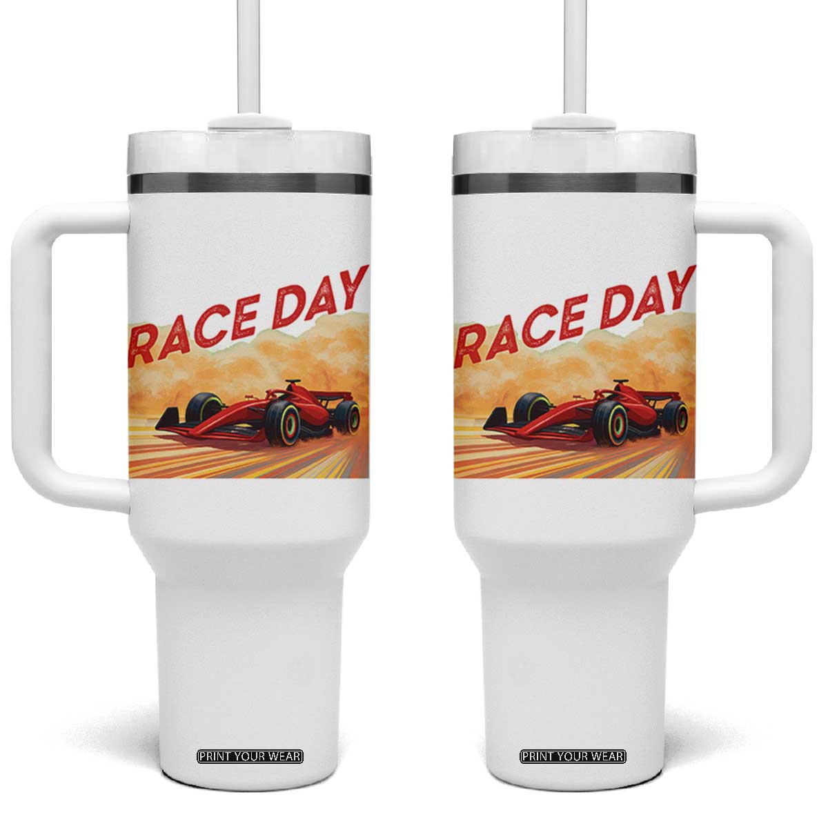 Vintage Racing Formula Car Tumbler With Handle TS14 One Size: 40 oz White Print Your Wear