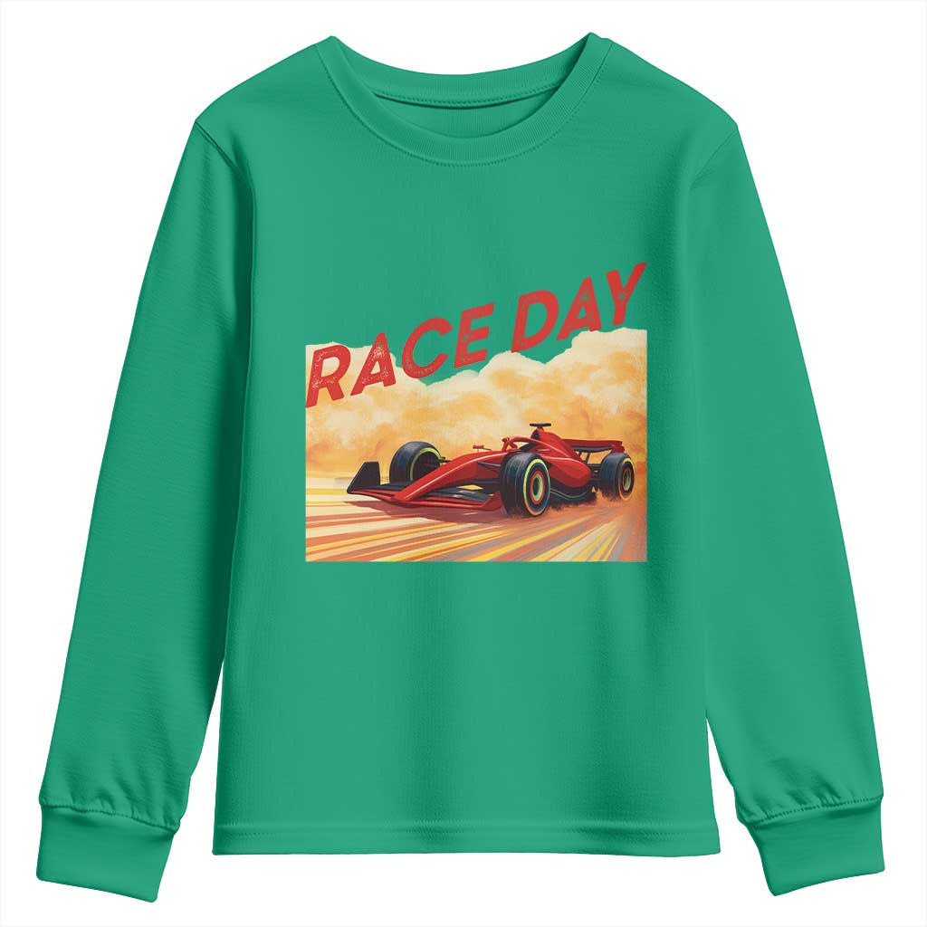 Vintage Racing Formula Car Youth Sweatshirt TS14 Irish Green Print Your Wear