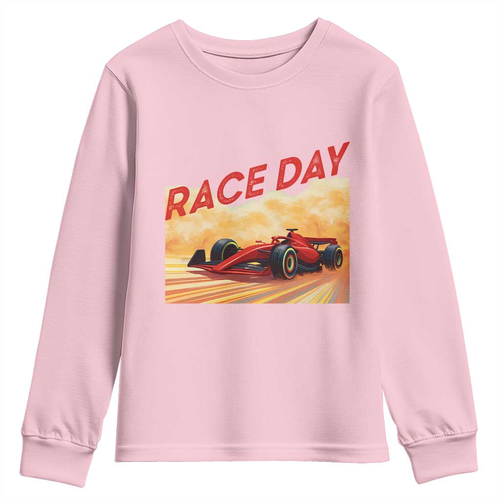 Vintage Racing Formula Car Youth Sweatshirt TS14 Light Pink Print Your Wear