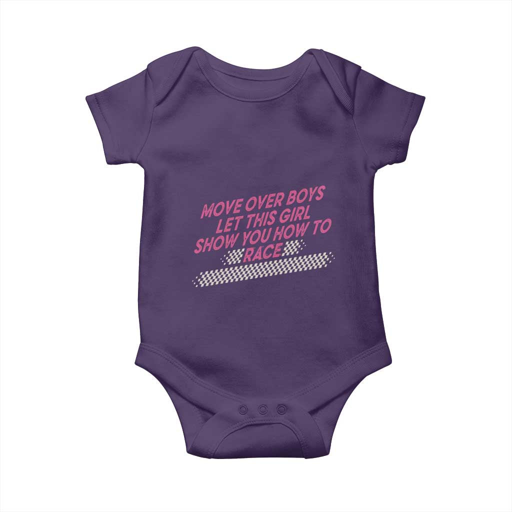 Racing Girl Baby Onesie Move Over Boys Funny Quote TS14 Purple Print Your Wear