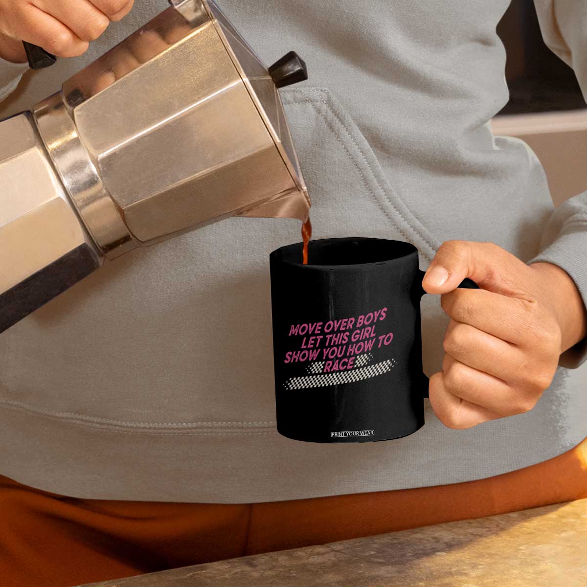 Racing Girl Coffee Mug Move Over Boys Funny Quote TS14 Print Your Wear