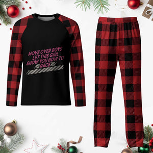 Racing Girl Plaid Pajama Set Move Over Boys Funny Quote TS14 Buffalo Plaid Print Your Wear