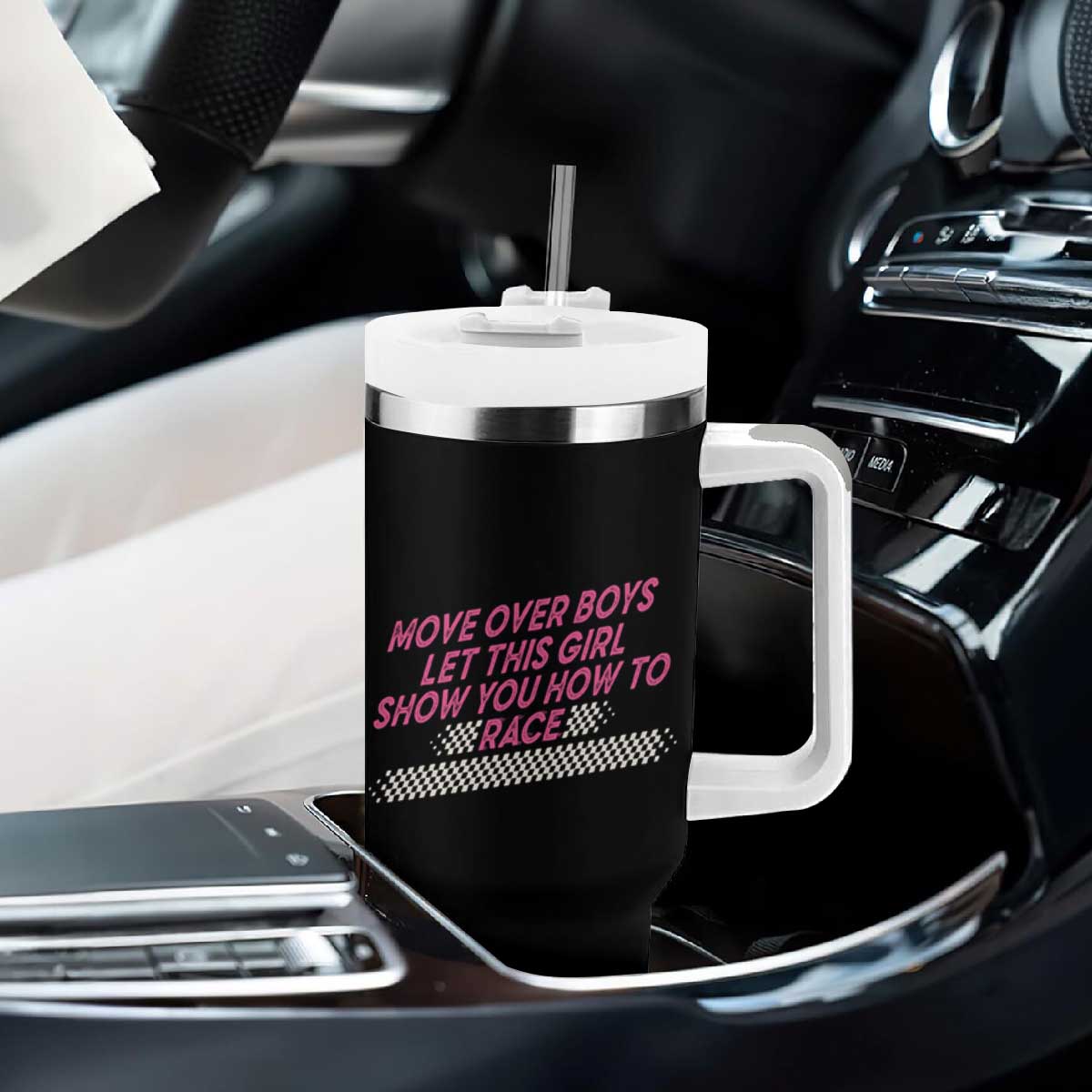 Racing Girl Tumbler With Handle Move Over Boys Funny Quote TS14 Print Your Wear