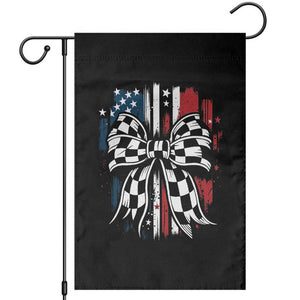 Patriotic Coquette Bow Checkered Flag Race Car Racing Garden Flag TS14 Black Print Your Wear