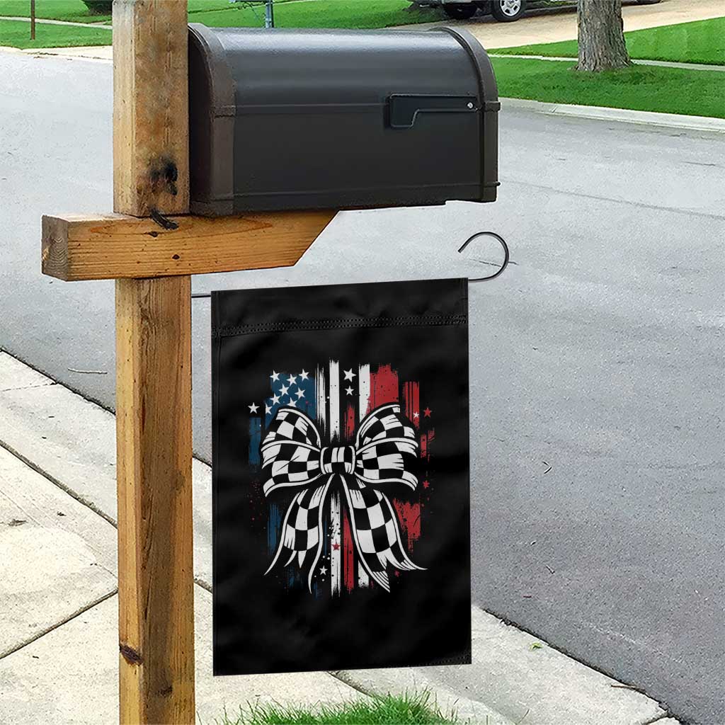 Patriotic Coquette Bow Checkered Flag Race Car Racing Garden Flag TS14 Print Your Wear