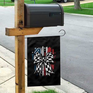 Patriotic Coquette Bow Checkered Flag Race Car Racing Garden Flag TS14 Print Your Wear