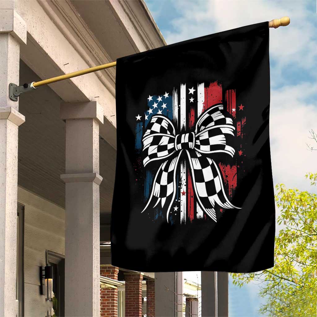 Patriotic Coquette Bow Checkered Flag Race Car Racing Garden Flag TS14 Print Your Wear