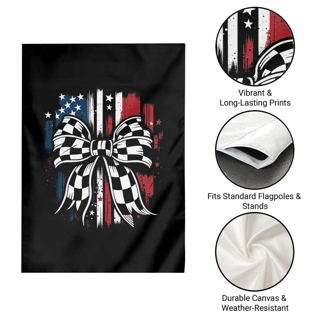 Patriotic Coquette Bow Checkered Flag Race Car Racing Garden Flag TS14 Print Your Wear