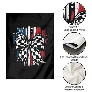 Patriotic Coquette Bow Checkered Flag Race Car Racing Garden Flag TS14 Print Your Wear
