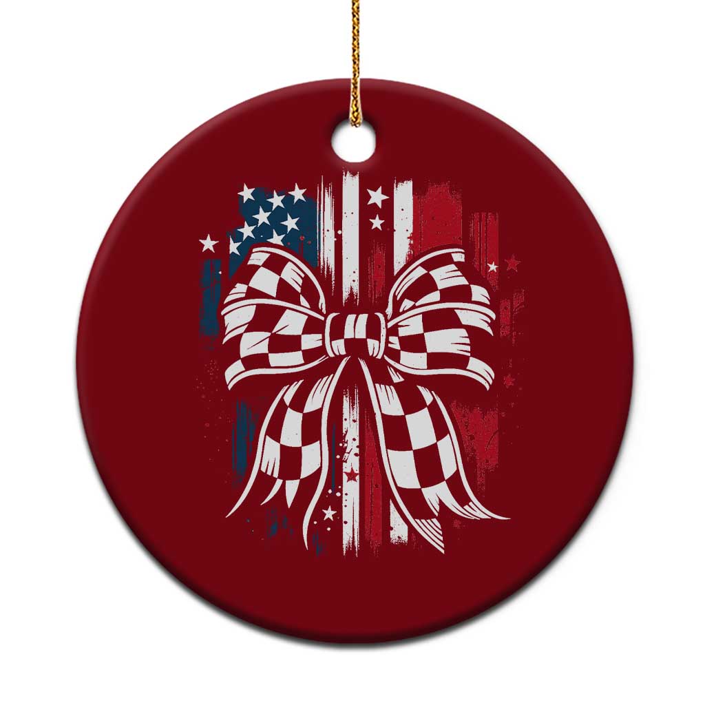 Patriotic Coquette Bow Checkered Flag Race Car Racing Ceramic Ornament TS14 1pc Red Print Your Wear