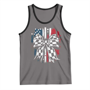 Patriotic Coquette Bow Checkered Flag Race Car Racing Tank Top TS14 Deep Heather Black Print Your Wear