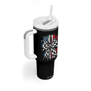 Patriotic Coquette Bow Checkered Flag Race Car Racing Tumbler With Handle TS14 Print Your Wear