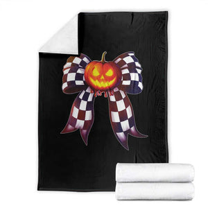 Race Car Halloween Throw Blanket Pumpkin Checkered Coquette Bow TS14 Black Print Your Wear