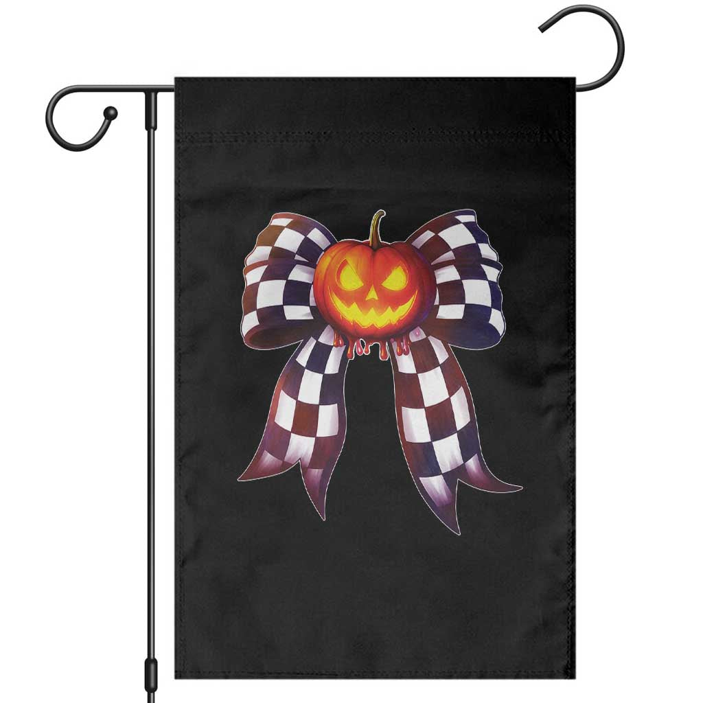 Race Car Halloween Garden Flag Pumpkin Checkered Coquette Bow TS14 Black Print Your Wear