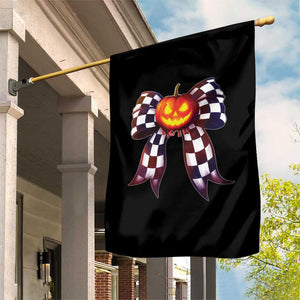 Race Car Halloween Garden Flag Pumpkin Checkered Coquette Bow TS14 Print Your Wear