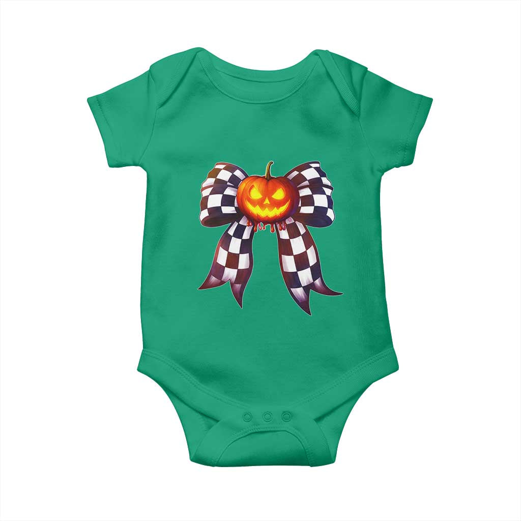 Race Car Halloween Baby Onesie Pumpkin Checkered Coquette Bow TS14 Irish Green Print Your Wear