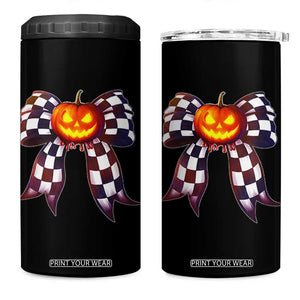 Race Car Halloween 4 in 1 Can Cooler Tumbler Pumpkin Checkered Coquette Bow TS14 One Size: 16 oz Black Print Your Wear