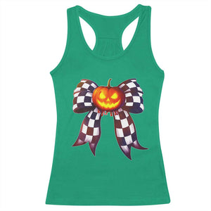 Race Car Halloween Racerback Tank Top Pumpkin Checkered Coquette Bow TS14 Irish Green Print Your Wear