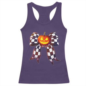 Race Car Halloween Racerback Tank Top Pumpkin Checkered Coquette Bow TS14 Purple Print Your Wear