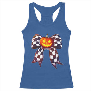 Race Car Halloween Racerback Tank Top Pumpkin Checkered Coquette Bow TS14 Royal Blue Print Your Wear
