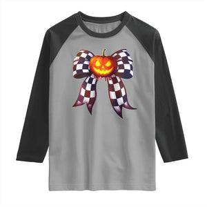 Race Car Halloween Raglan Shirt Pumpkin Checkered Coquette Bow TS14 Sport Gray Black Print Your Wear