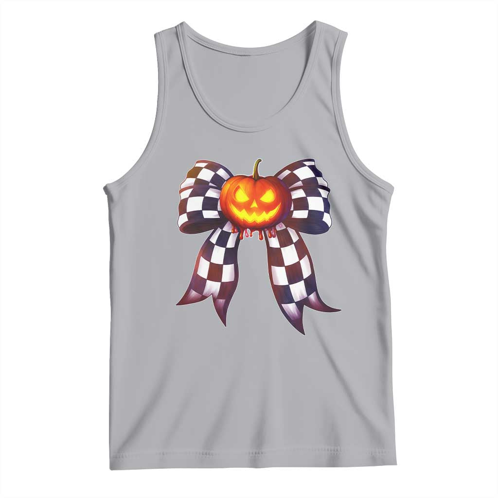 Race Car Halloween Tank Top Pumpkin Checkered Coquette Bow TS14 Athletic Heather Print Your Wear