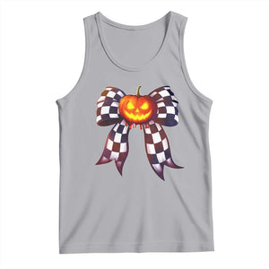 Race Car Halloween Tank Top Pumpkin Checkered Coquette Bow TS14 Athletic Heather Print Your Wear