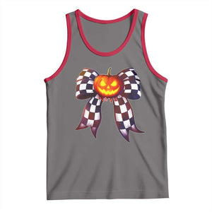 Race Car Halloween Tank Top Pumpkin Checkered Coquette Bow TS14 Deep Heather Red Print Your Wear