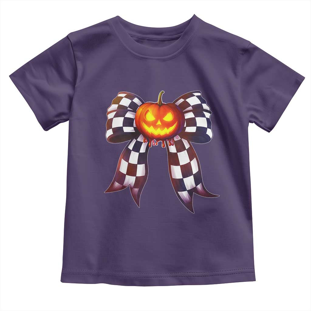 Race Car Halloween Toddler T Shirt Pumpkin Checkered Coquette Bow TS14 Purple Print Your Wear