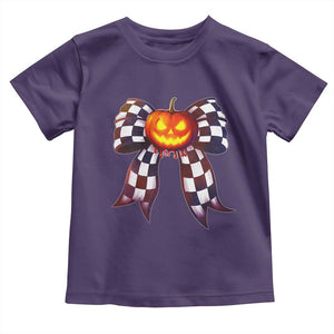 Race Car Halloween Toddler T Shirt Pumpkin Checkered Coquette Bow TS14 Purple Print Your Wear