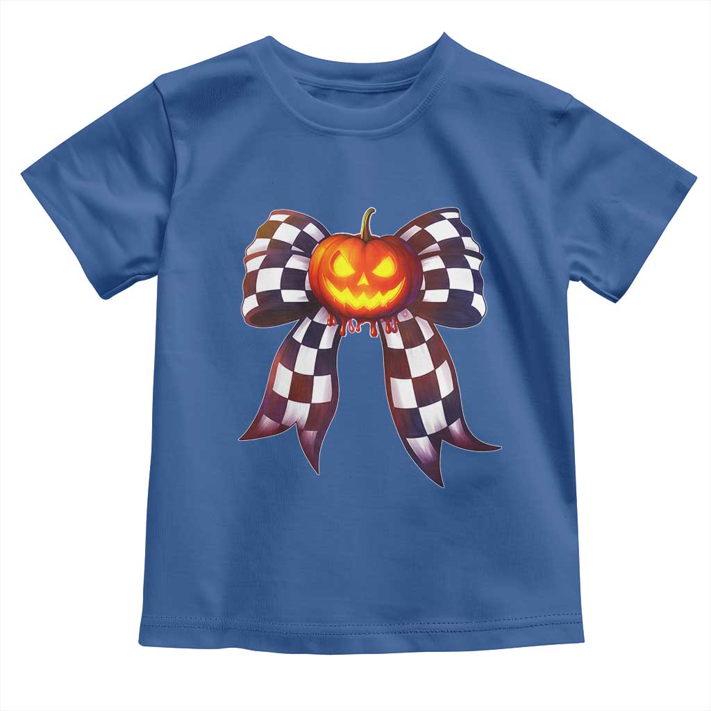 Race Car Halloween Toddler T Shirt Pumpkin Checkered Coquette Bow TS14 Royal Blue Print Your Wear